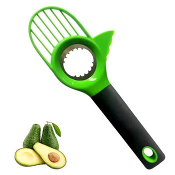 Avokado Dilimleme 3 in 1 ile Silikon Kavrama Kolu Avokado Shea Tart Splitter Pitter Kesici Çukur Sökücü Çok Fonksiyonlu Meyve Bıçağı