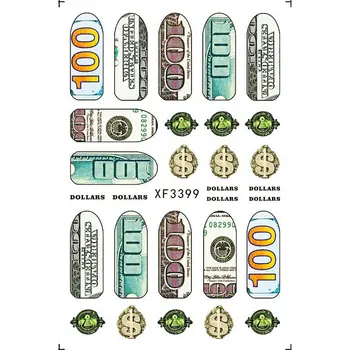 Avrupa ve Amerikan Klasik Bayrak Sticker Alev Aşk Dolar Banknot 3D Tırnak Sticker Moda Tırnak Sanat Tasarım Dekoratif Çıkartmaları 5