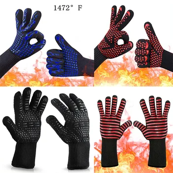Barbekü eldivenleri, Haşlanma Önleyici, Alev Geciktirici, 800 Derece, Ev Fırını, Mikrodalga Fırın, Yüksek Sıcaklık Eldivenleri 1 adet