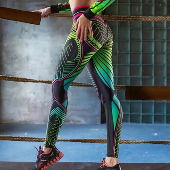 Baskı spor pantolon Kadın Benzersiz Spor Tayt Egzersiz Seksi Push Up Spor Giyim Elastik İnce Renkli Pantolon 2023