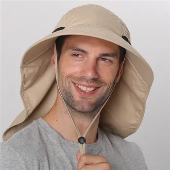 CAMOLAD Erkek Kova Şapka Boyun Flap İle Yaz güneş şapkası Kadınlar İçin Uzun Geniş Ağız Balıkçılık Kapaklar Açık UV Koruma Yürüyüş Şapka 4