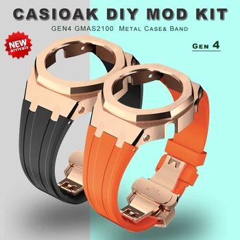 Casioak DIY mod seti Metal Kasa Çerçeve Çerçeve Askısı Casio G şok GMAS2100 metal mod seti Kauçuk Kayış Yedek Aksesuarlar