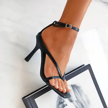 DEleventh Yaz 2022 kadın Seksi Bomba Kare burunlu yüksek topuklu ayakkabılar Ayak Sıkma Stiletto Yüksek Topuklu Siyah