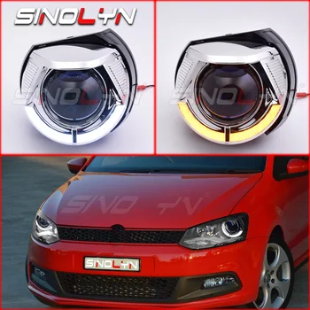 DRL Yükseltme Projektör Lensler Volkswagen Polo 2013-2015 İçin Far Bi Xenon D2S D2H Melek Gözler Dönüş Sinyali Araba Işıkları Güçlendirme