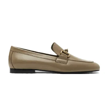 Dave & Di İngiltere Tarzı moda ayakkabılar Kadın Altın Toka Koyun Rahat Slip-On Loafer'lar Kadın Düz 1