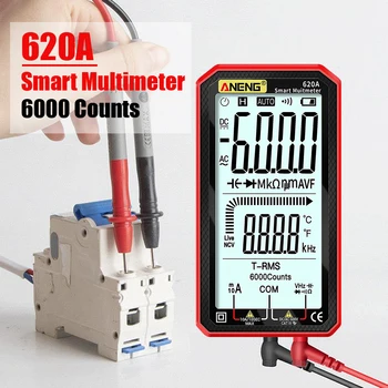 Dijital Akıllı Multimetre 620A Oto Elektrik Kapasite Ölçer Transistör Test Cihazları 6000 Sayımlar True-RMS NCV Tester