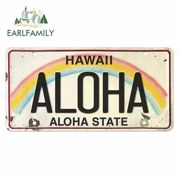 EARLFAMILY 13cm x 6.7 cm Vintage Hawaii Lisans Aloha Gövde Araba Sticker Kişilik Cam Çıkartması Buzdolabı Grafik