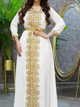Fas Parti Elbise Müslüman Kadınlar Abaya elmas Namaz Parti Uzun Kollu Elbise Hindistan Abayas Dubai Türkiye Longue Vestidos Largos 0