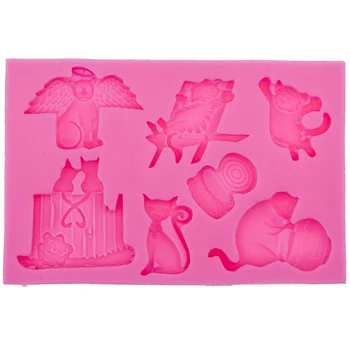 Güzel Kedi ve fare 3D silikon kalıp Çikolata Şekerleme kek kalıbı Dekorasyon Araçları F0575