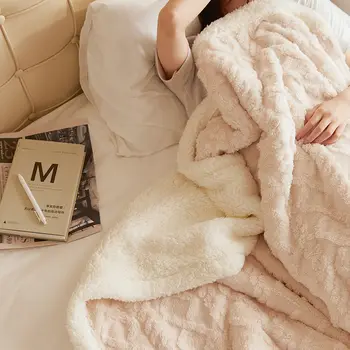 High-end basit düz renk süt battaniye kalınlaşmış kız kalp mercan polar battaniye kış battaniyesi kanepe battaniyesi