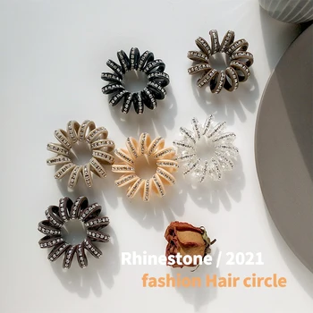 Ins Yeni Kristal Telefon Tel Saç Bağları Bling Elmas Taklidi Büküm Spiral Şekli Kauçuk Elastik saç bandı Kadın Aksesuarları