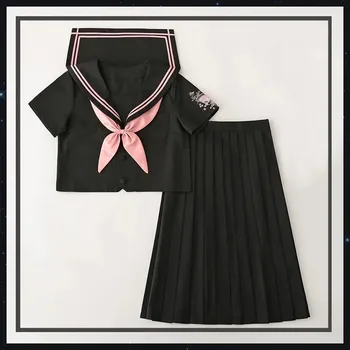 Japon Jk Üniforma Denizci Elbisesi Okul Pembe Takım Elbise Kızlar Yaz kısa kollu üst + etek okul üniforması Yumuşak Punk Lolita Giyim 1