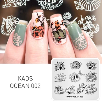 KADS Yeni Varış Okyanus 002 Tasarım Şablonu Şablon Güzellik Araçları Nail Art Süslemeleri Damga Nail Art Damga Plakası