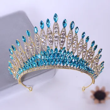 KMVEXO Barok Lüks Büyük Kristal Gelin Tiaras yapay elmas taç Pageant Diadem Parti Düğün saç aksesuarları Headpieces Bijoux