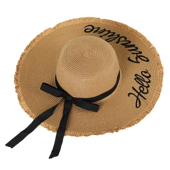Kadın Büyük Ağız hasır şapka Kişilik Nakış Açık plaj şapkası Kelebek Şapka Aksesuarları