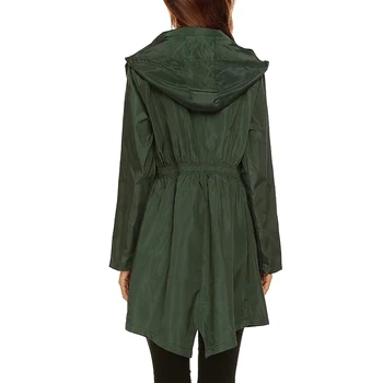 Kadın Hafif Yağmurluk Su Geçirmez Ceket Kapşonlu açık yürüyüş ceketi Uzun yağmurluklar Açık Dağcılık Ceket 3