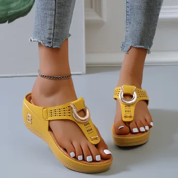 Kadın Terlik Klip Ayak Roma Sandalet Moda Kama Bayanlar Flip Flop Rahat Konfor Plaj Platformu Slaytlar Ayakkabı Sandalias 2022