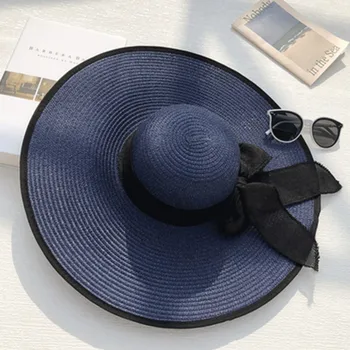 Kadın Yaz Plaj Hasır Şapka Kore Sahil Büyük Şapka Ağız Güneş Kremi Güneşlik Tatil Moda Büyük Serin Yay Şapka 2