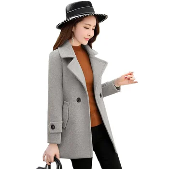 Kadın Yün Ceket Kore 2022 Yeni Sonbahar Zarif Kısa İnce Yün Giyim Kadın günlük ceketler Üstleri Kadın Palto Palto