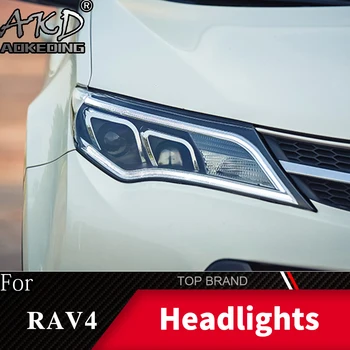 Kafa Lambası Araba İçin RAV4 2014-2016 Farlar Sis Farları Gündüz Farları DRL H7 LED Bi Xenon ampul RAV 4 Araba Aksesuarları