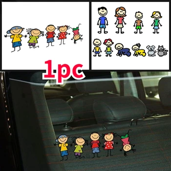Karikatür Sevimli Araba Vücut Sticker Mutlu Aile Oto Çıkartmaları Çocuk Oyun Çıkartması Komik dekorasyon çıkartmaları Araba Aksesuarları 2 Türleri
