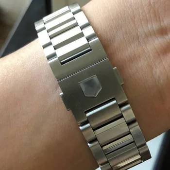 Katı Paslanmaz Çelik Kayış 22mm 24mm Bilezik saat kayışı Tag Heuer Calera Serisi İzle Aksesuarları Bant Çelik Gümüş