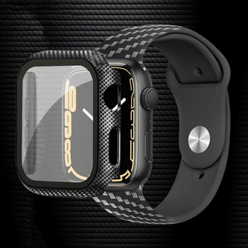 Kılıf + Kayış apple saat bandı 44mm 40mm 45mm / 41mm 42mm 38mm Karbon Fiber silikon watchband bilezik iwatch serisi 3 5 6 SE 7