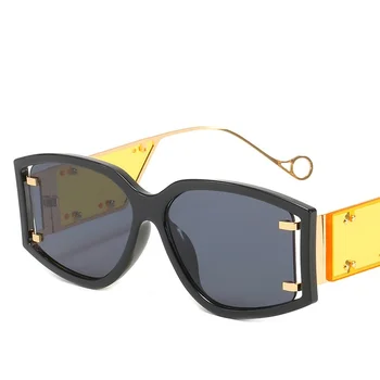 MAYTEN Ins Popüler Moda Büyük Boy Kare Kadın Güneş Gözlüğü Retro Perçinler Degrade Gözlük Shades UV400 Erkekler güneş gözlüğü 2021