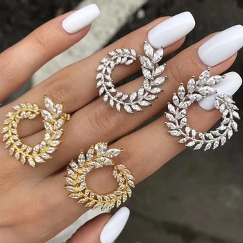 Marka Yeni Moda Zeytin Şekli Zirkon Damızlık Küpe Kadınlar için Beyaz Altın Renk Trendy Marka Düğün Parti Küpe Takı Hediye