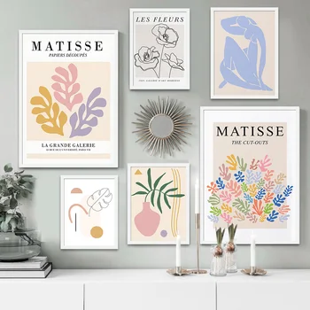 Matisse Çiçekler Bitki Yaprak Soyut Kadın duvar sanatı tuval yağlıboya İskandinav Posterler Ve Baskılar Duvar Resimleri Için Oturma Odası Dekor