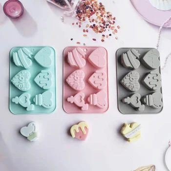 Melek Aşk Kalp Şekilli Silikon Çikolata Kalıp Kek Pişirme Araçları El Yapımı Sabun Mum Kalıp sevgililer Günü Dekoratif Hediye 0