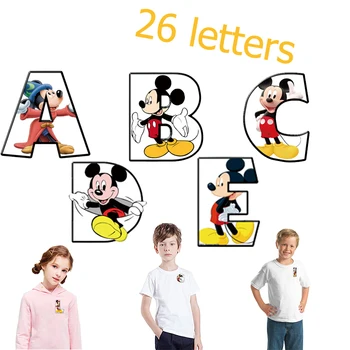 Mickey Minnie Mouse Ütü Yamaları A-Z 26 İngilizce Harfler Sıcak Transfer Giyim Yama Karikatür Hayvanlar DIY T-Shirt çocuklar için