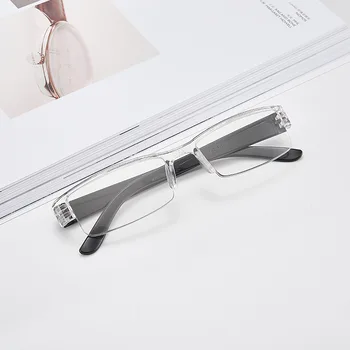 Moda okuma gözlüğü Erkekler Kadınlar Şeffaf Lens Yarım Çerçeve Presbiyopik Gözlük 1.0 1.5 2.0 2.5 3.0 3.5 4.0 Okuyucu için