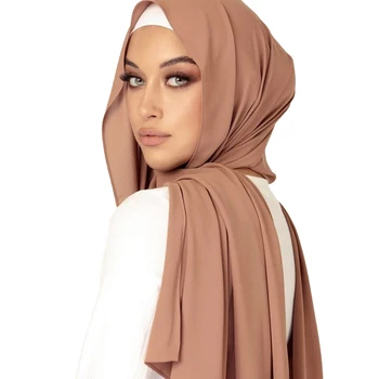 Musulman plaine bulle en mousseline de soie Hijab écharpe femmes 2022 couleur unie doux longs châles et enveloppes tête foulards