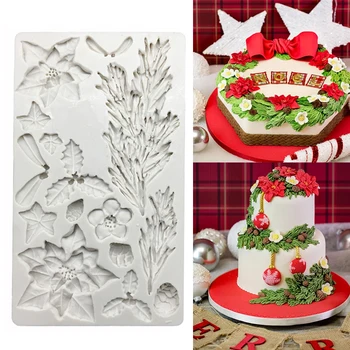 Noel Ağacı Atatürk Çiçeği Silikon Sugarcraft Kalıp Fondan Kek Dekorasyon Araçları Şeker Çikolata Gumpaste Kalıp