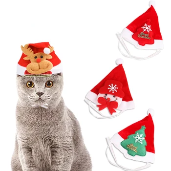 Noel Küçük Peluş Santa Şapka Pet Köpek Kedi Şapka Merry Christmas Süslemeleri Ev için Kap Noel Navidad Mutlu Yeni Yıl Hediye