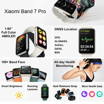 Orijinal Xiao mi mi bant 7 Pro GPS Bluetooth akıllı bilezik AMOLED ekran Kan Oksijen Spor Izci su geçirmez mi bant 7 Pro 1