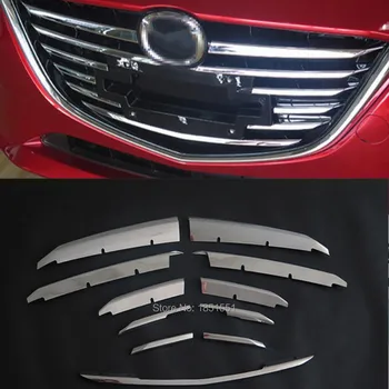Otomatik ön ızgara düzeltir dış kalıp Mazda 3 sedan ve hatchback 2014 2015 2016,ABS krom, 11 adet / takım, araba aksesuarları