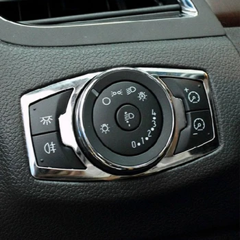 Paslanmaz Çelik Far anahtarı dekoratif pul kapak Ford Focus 3 İçin MK3 / 4 Kuga Kaçış Explorer Mondeo Mustang