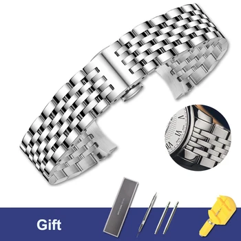 Paslanmaz Çelik Metal saat kayışı Kayış Erkekler için Lüks Gümüş Cilalı Kordonlu Saat Takım Elbise Tissot için Le Locle Yedek Bilezik
