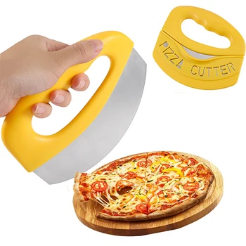 Pizza Kesici Tekerlek kapaklı yüksek kaliteli paslanmaz çelik pizza bıçağı Rocker Dilimleme Mutfak Pişirme Araçları