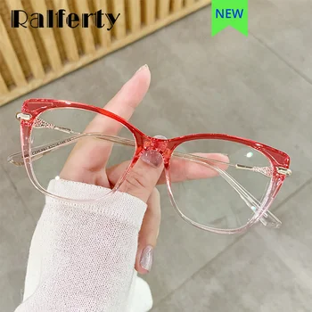 Ralferty kadın Gözlük Çerçeve ile Moda Bayanlar Kedi Göz Gözlük reçetesiz Orijinal TR90 lunette anti lumiere bleu