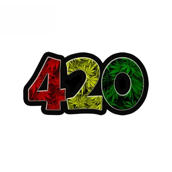SZWL Yaratıcı Araba Sticker 420 Rasta Ot Yaprak Yapraklar Dank Tomurcuk Su Geçirmez Vinil Çıkartmalar Tampon Oto Kamyon,13cm * 7cm
