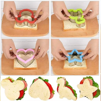 Sandviç Kesici Seti Çocuklar için Hayvan Dinozor Yıldız Kalp Şekli Paslanmaz Çelik Ekmek Kalıbı Metal Çerez Kesiciler Kalıp Pişirme Araçları