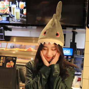 Sevimli Komik Köpekbalığı Şapka Karikatür Şapka Cosplay Köpekbalığı Şapka Şapkalar Oyunu Olay Performans Şapka Cadılar Bayramı Partisi Giyinmek Kostüm