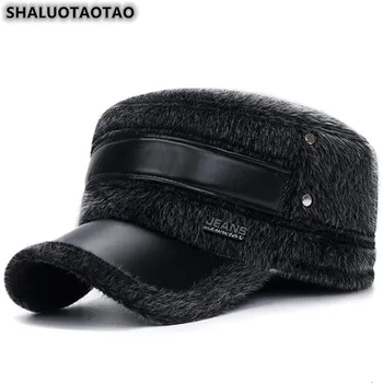 Sonbahar Kış Yeni Taklit Vizon erkek Askeri Şapka Termal Kulak Muffs Moda Snapback Düz Kap baba şapkası gorras hombre