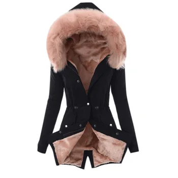Sonbahar ve kış yeni pamuk ceket kapşonlu slim fit sıcak fermuarlı ceket kadın 1