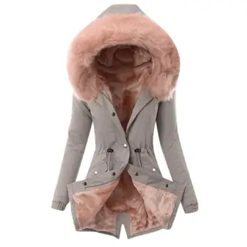Sonbahar ve kış yeni pamuk ceket kapşonlu slim fit sıcak fermuarlı ceket kadın 3