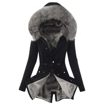 Sonbahar ve kış yeni pamuk ceket kapşonlu slim fit sıcak fermuarlı ceket kadın 4