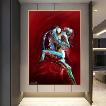 Soyut Çıplak Çift Tuval Boyama Seksi Vücut Sevgilisi Posteri ve Baskılar duvar Sanatı Resimleri ıçin Oturma Odası Ev Dekor Cuadros 1